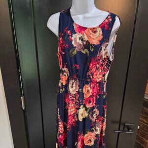 Betsey's Boutique Shop Navy Floral Maxi Dress Sz L